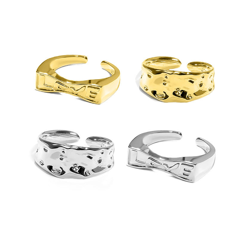 Irregular Texture Letter Open Ring Simple Bracelet