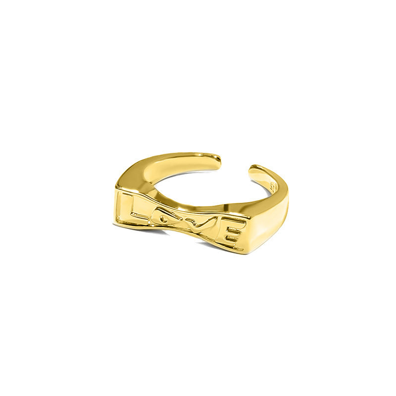 Irregular Texture Letter Open Ring Simple Bracelet
