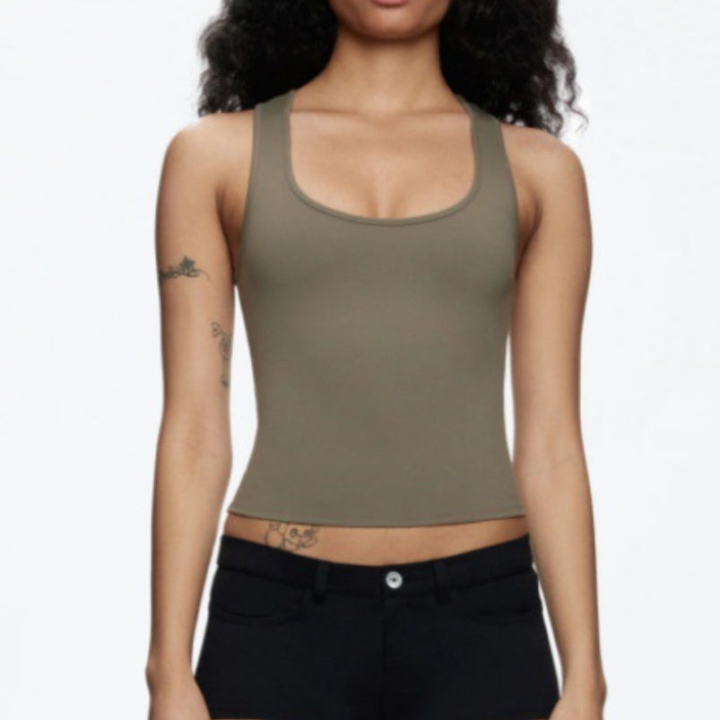 Tight High Elastic Square Collar I-shaped Vest