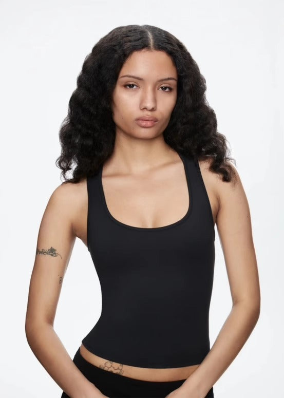 Tight High Elastic Square Collar I-shaped Vest