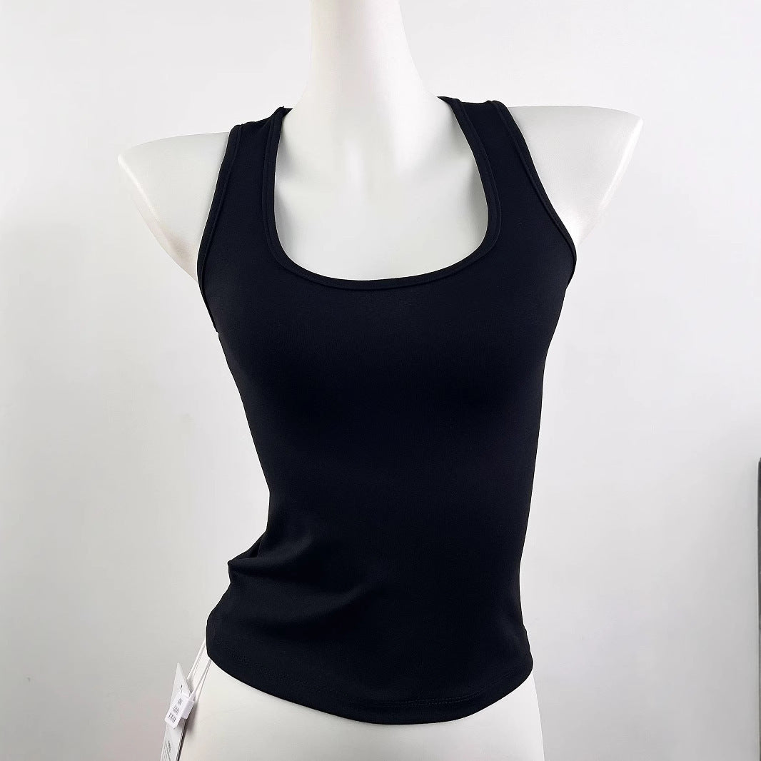 Tight High Elastic Square Collar I-shaped Vest
