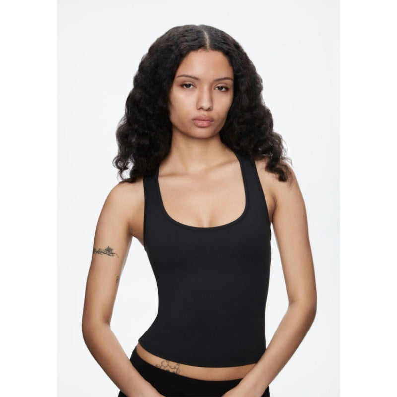 Tight High Elastic Square Collar I-shaped Vest