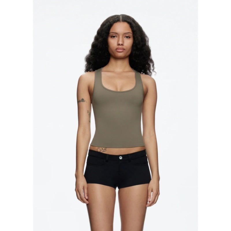 Tight High Elastic Square Collar I-shaped Vest