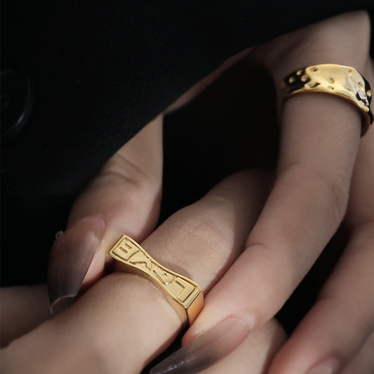 Irregular Texture Letter Open Ring Simple Bracelet